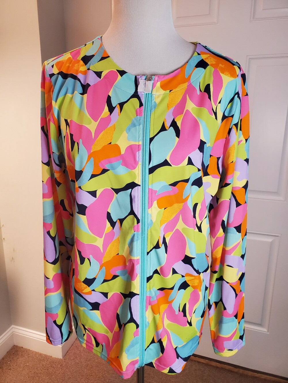 Sport Savvt Colorful Abstract Zip-Front Jacket - Bright Multicolor